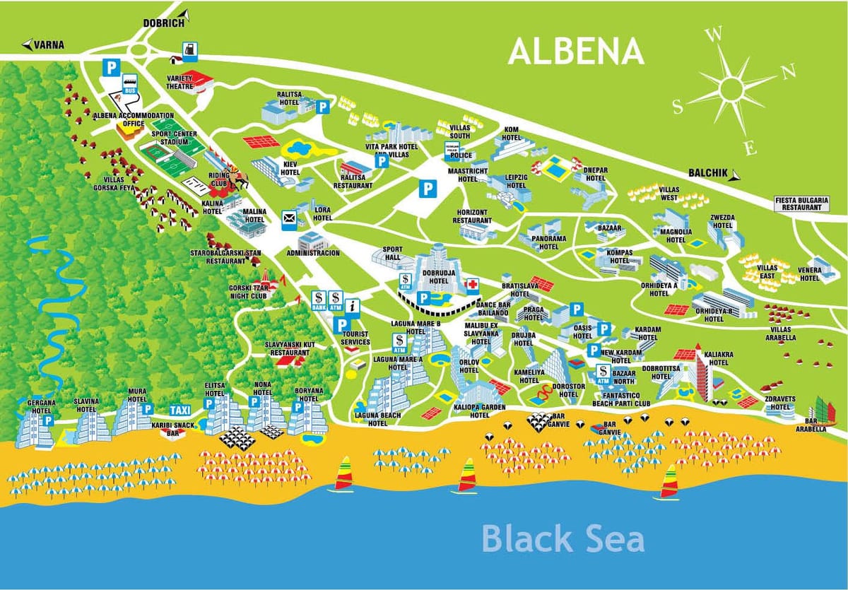 mapa Albena Bułgaria