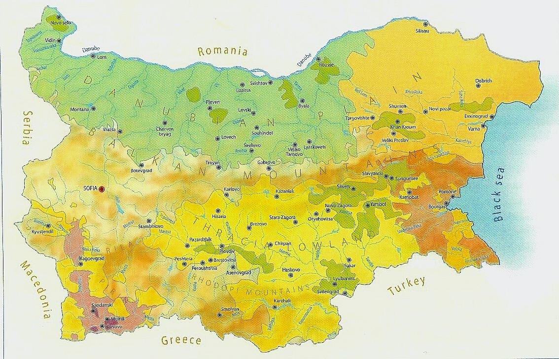 mapa Bułgarii klimat