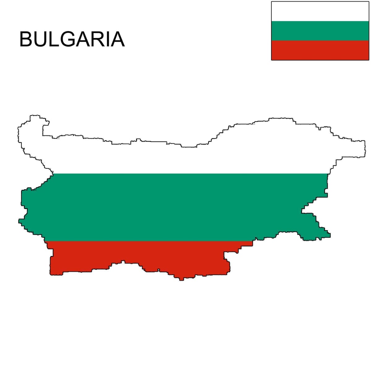 Flaga Bułgarii na mapie 