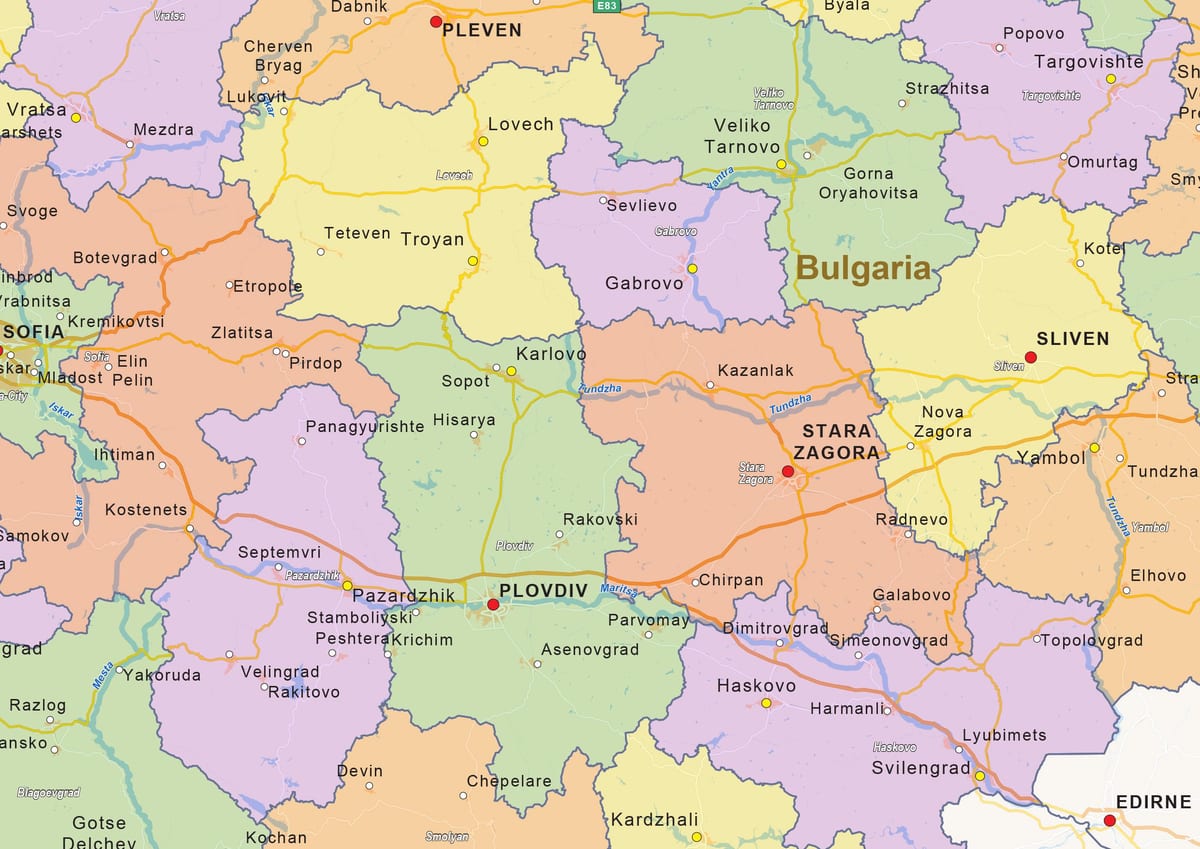 mapa Bułgarii polityczne