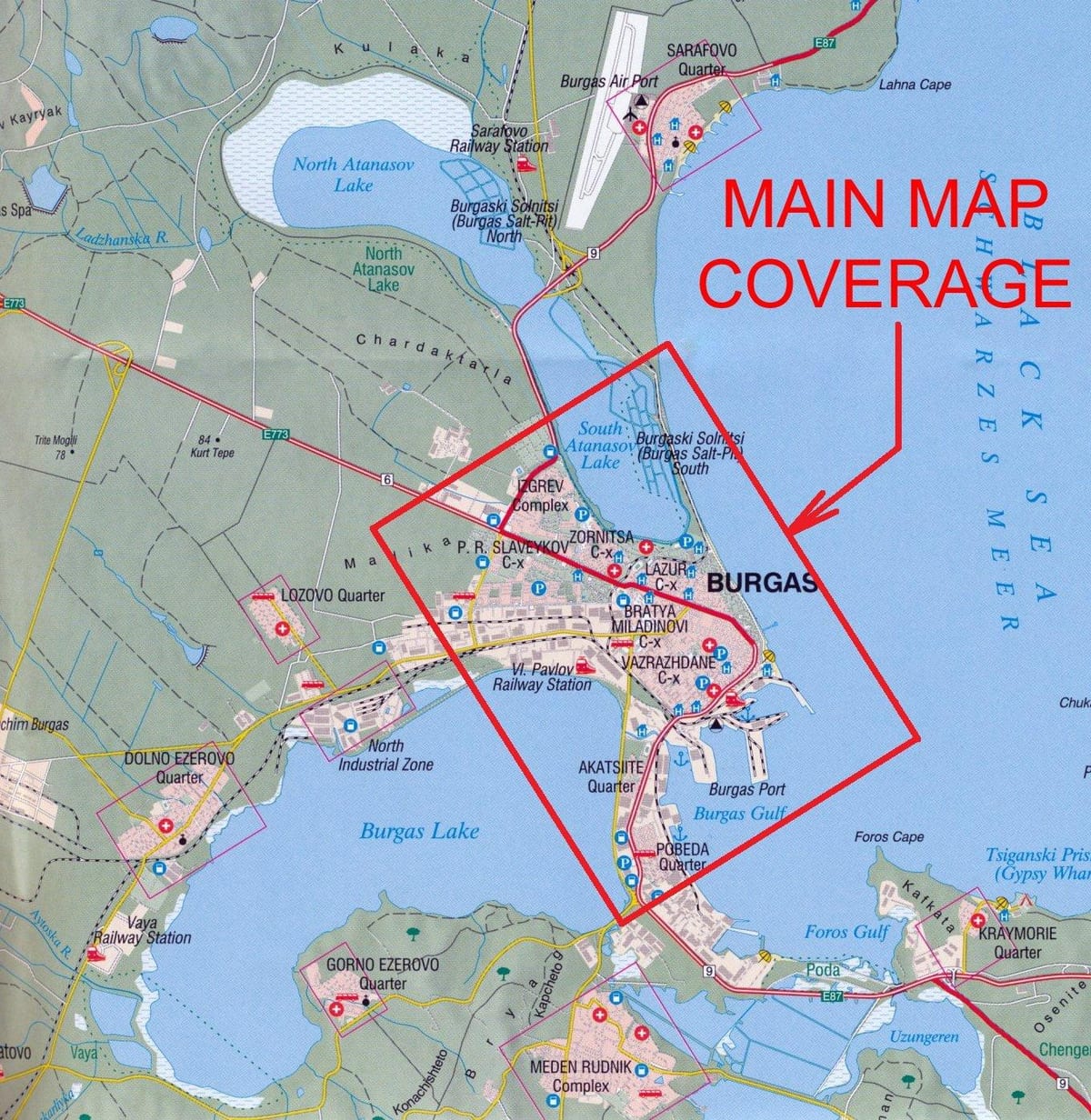 mapa Burgas Bułgaria