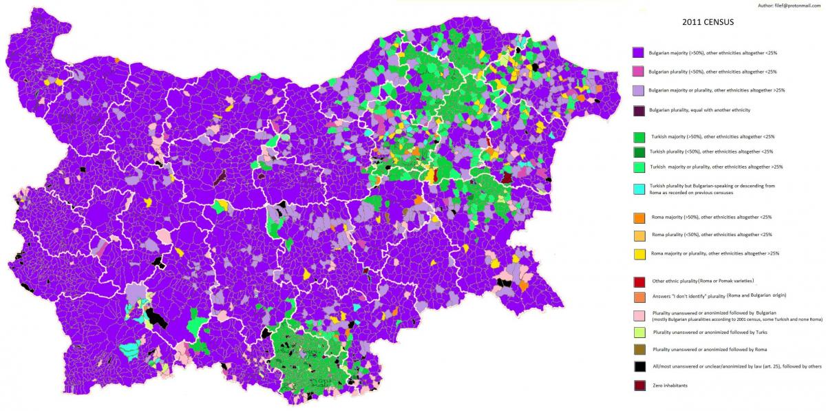 mapa Bułgarii etnicznych