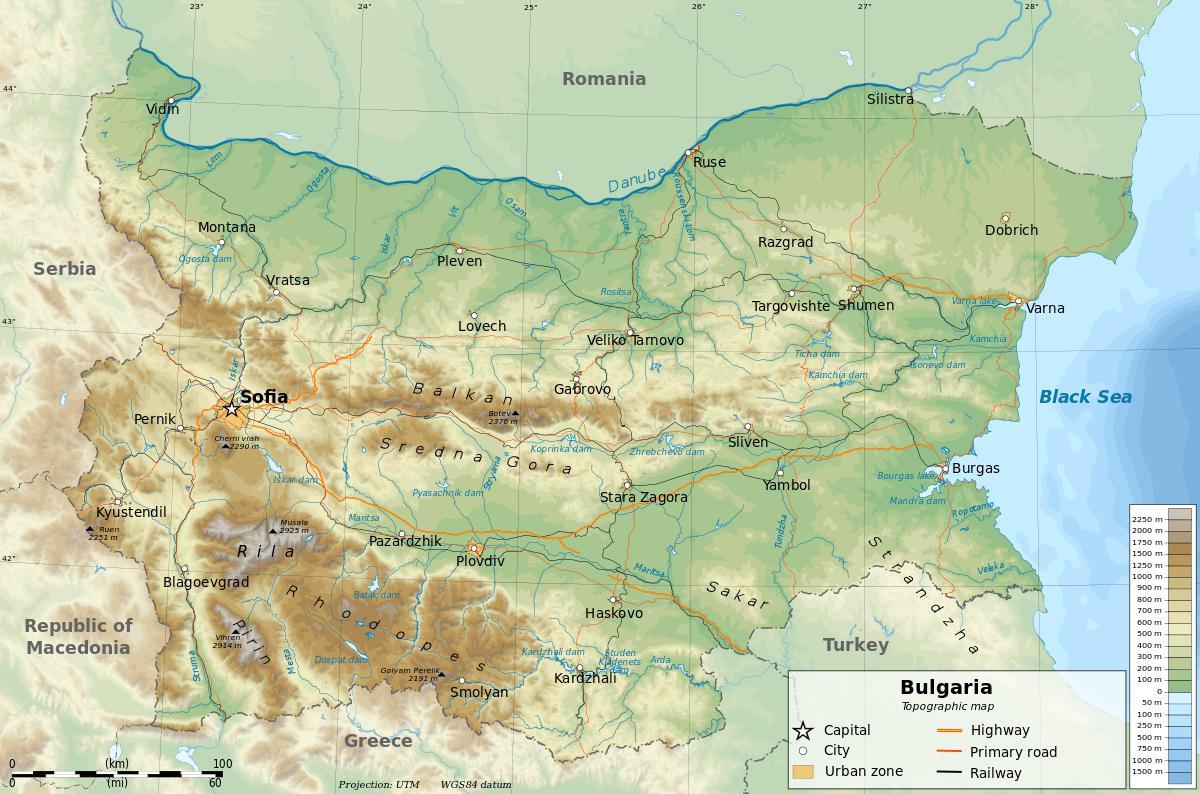 mapa Bułgarii geografii