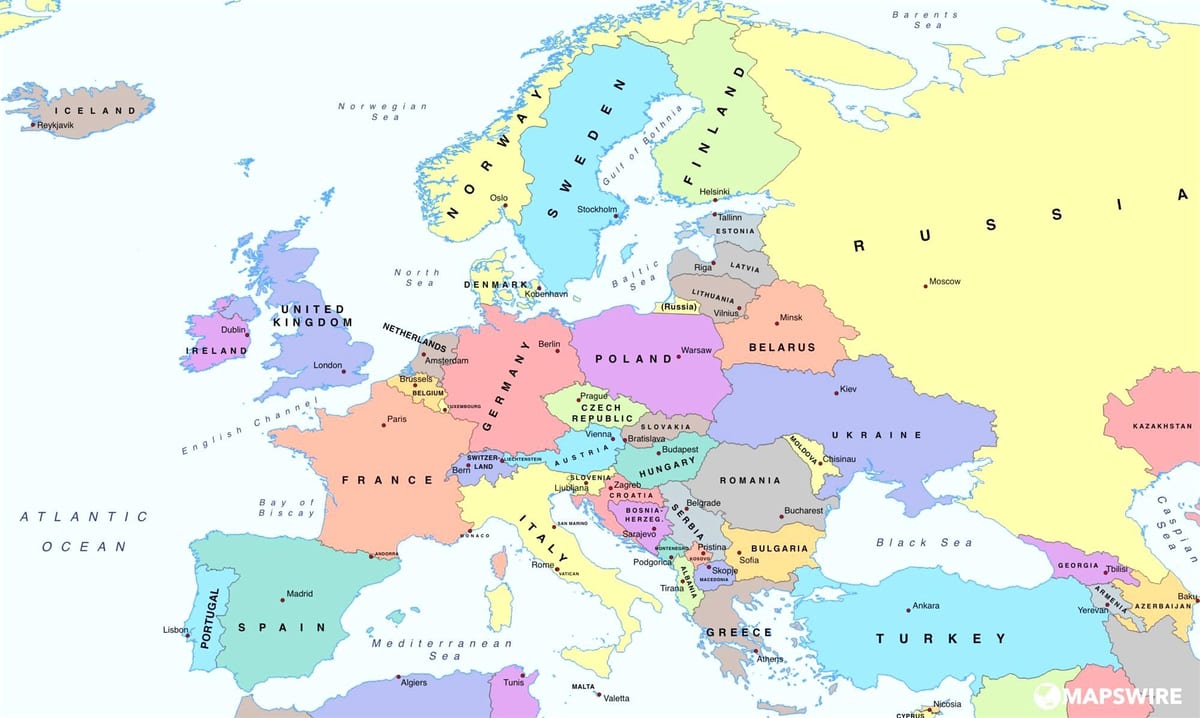 na mapie Europy w Bułgarii