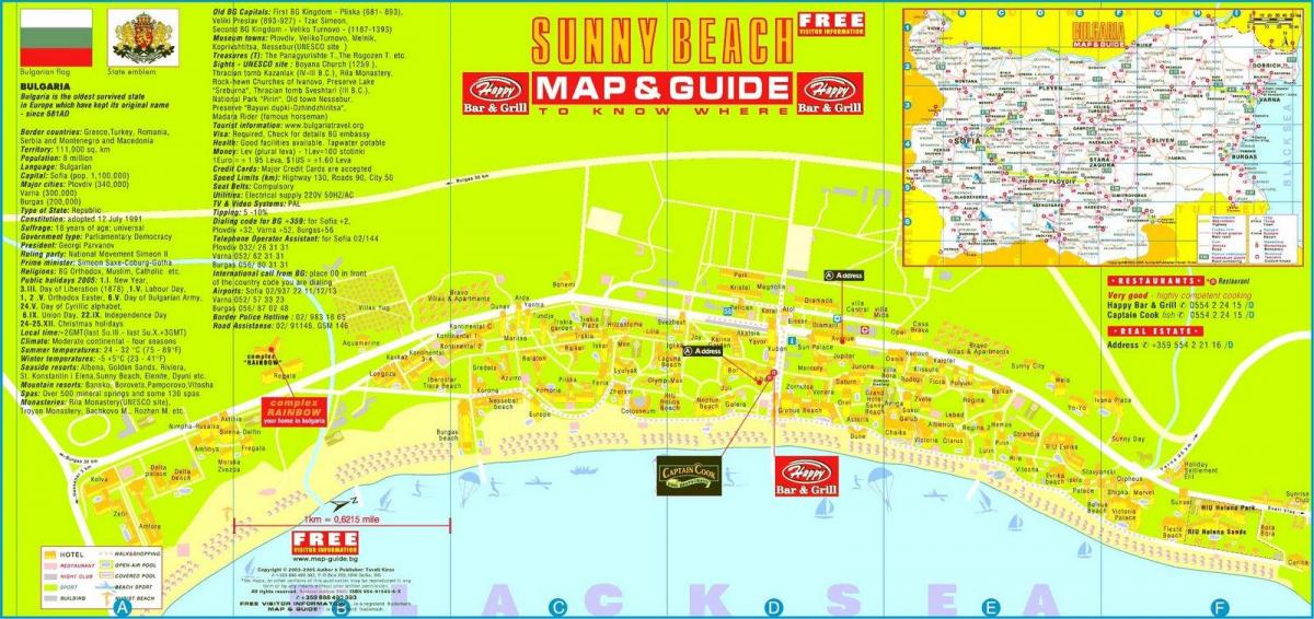 mapa turystyczna Słonecznego brzegu, Bułgaria