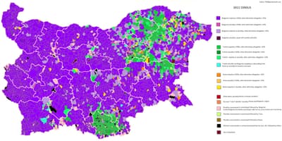 Mapa Bułgarii etnicznych
