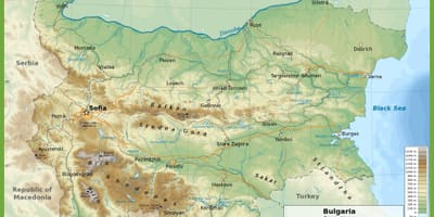 Bułgaria mapy topograficznej
